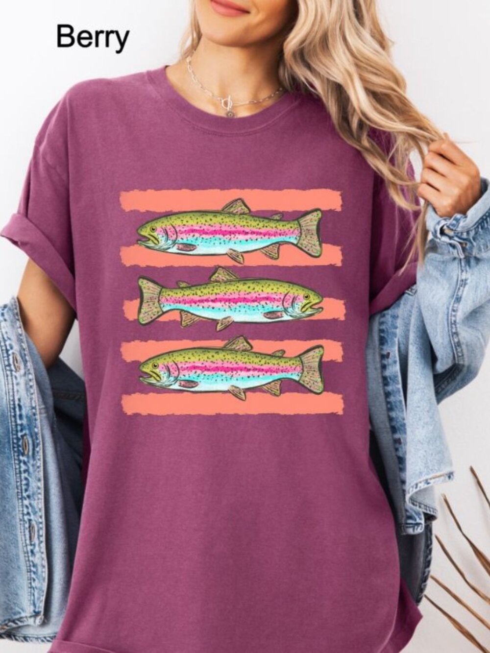 Comfort Colors Rainbow Trout Graphic T Shirt Fishing Fish Tee